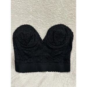 Vintage Frederick's of Hollywood Black Lace Bustier Corset Top 36C Made in USA